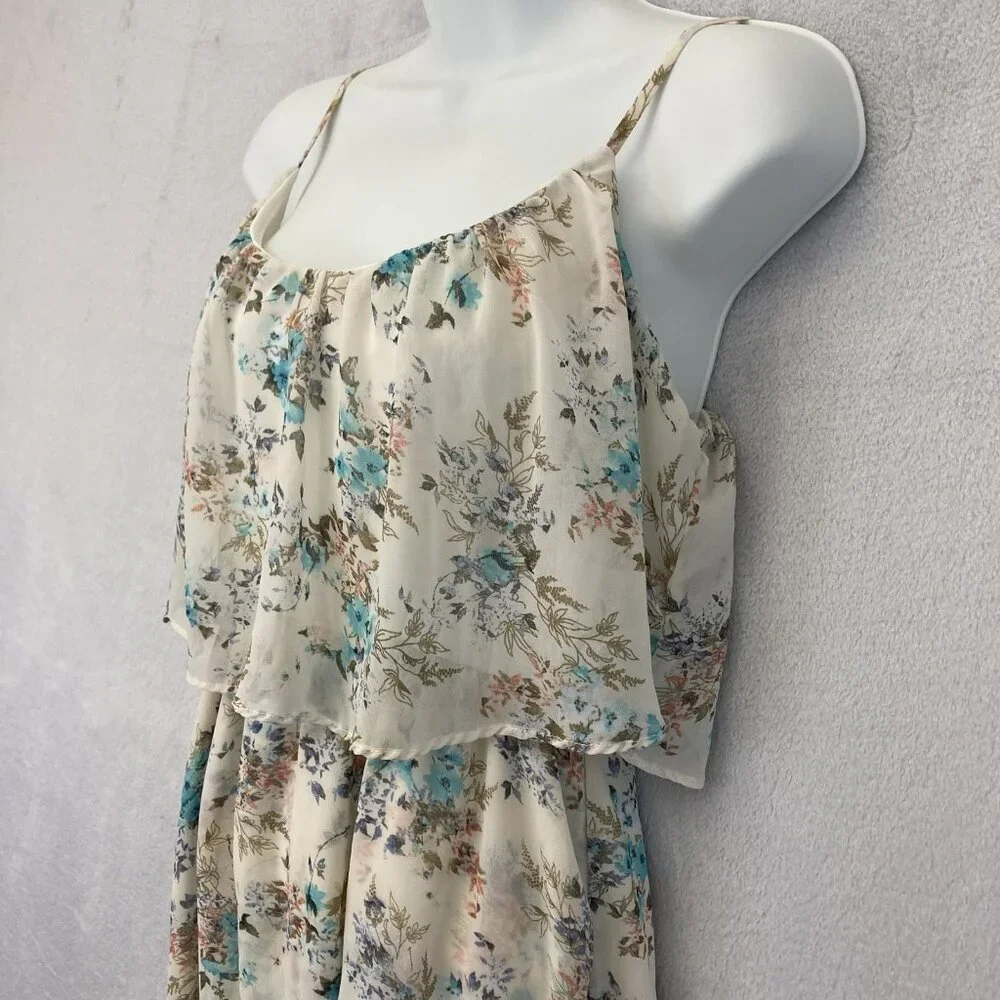 Disney‎ Cinderella Floral Maxi Dress Womens Medium Chiffon Sleeveless High Low
